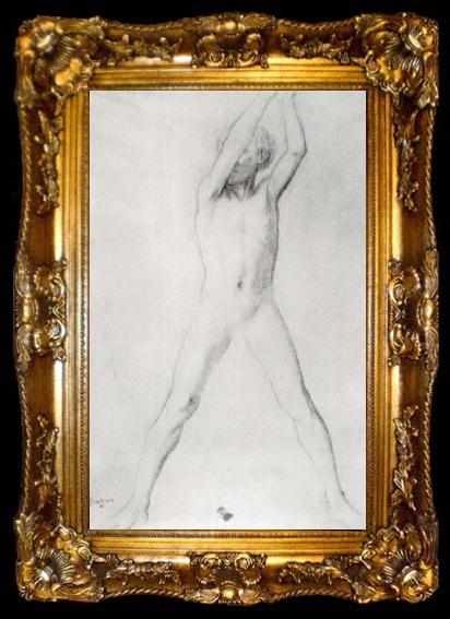 framed  Edgar Degas Study for the youth with Arms upraised, ta009-2